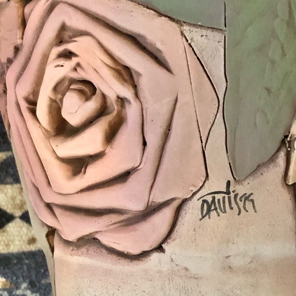 Alpine, Texas Artist John Davis Floral Vintage Tall Vase - Picture 12 of 15